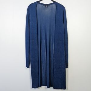 WHBM Duster Open Front Knit Blue Cardigan Size M